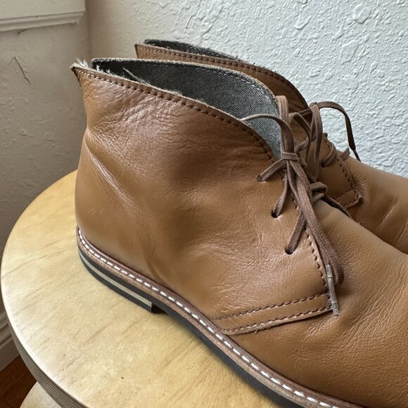 The Generic Man Handmade Caramel Leather Chukka Boots, Sz 44.5/US 11 - Picture 4 of 12